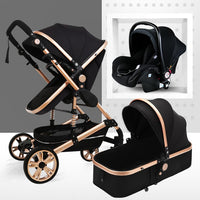Multifunctional 3 in 1 Baby Stroller High Landscape Stroller  Folding Carriage Gold Baby Stroller Newborn Stroller