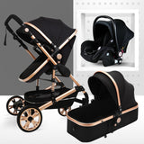 Multifunctional 3 in 1 Baby Stroller High Landscape Stroller  Folding Carriage Gold Baby Stroller Newborn Stroller