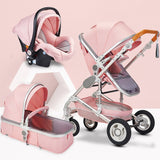Multifunctional 3 in 1 Baby Stroller High Landscape Stroller  Folding Carriage Gold Baby Stroller Newborn Stroller