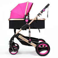 Multifunctional 3 in 1 Baby Stroller High Landscape Stroller  Folding Carriage Gold Baby Stroller Newborn Stroller